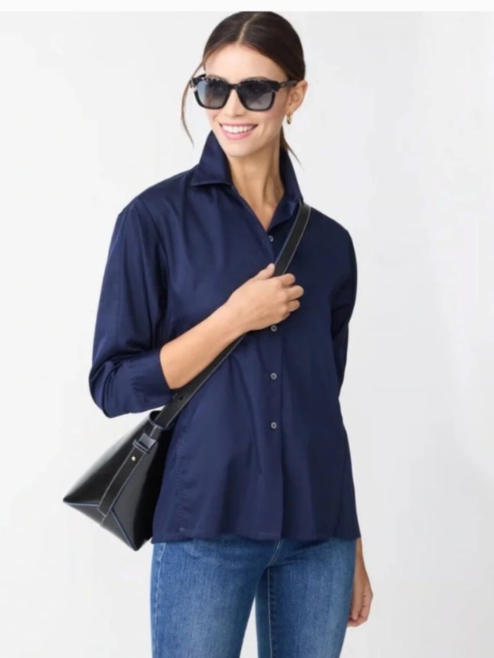 J.McLaughlin Alexis Navy BLue Button Down Shirt Size S. NWT!